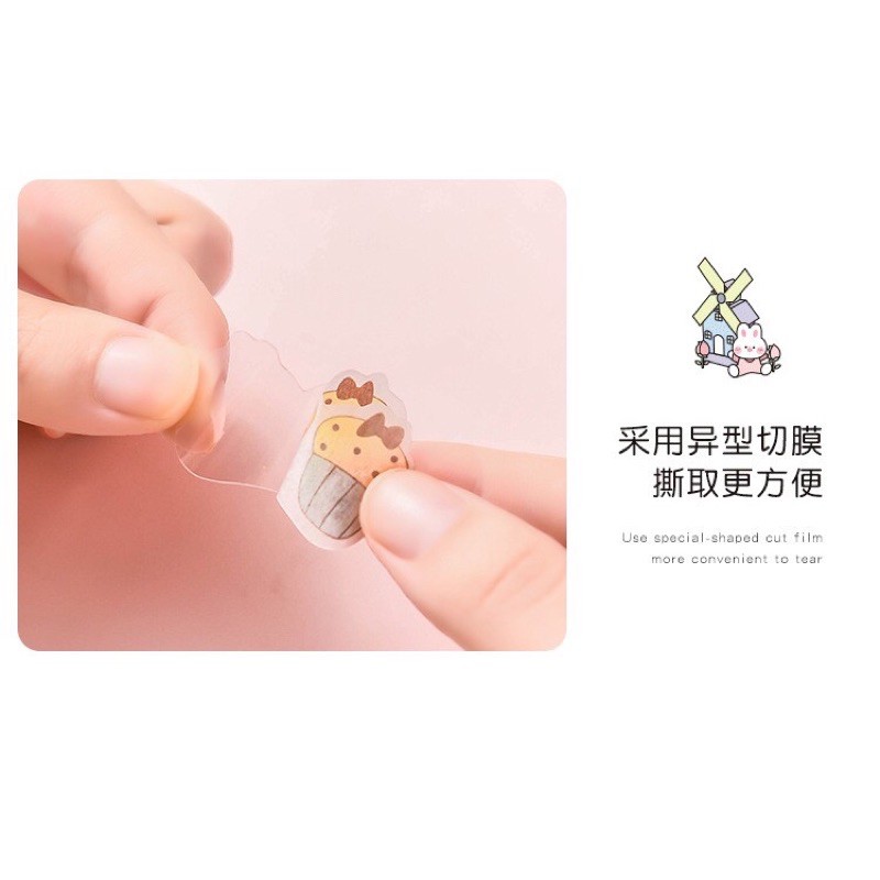HỘP KẸO MÚT GỒM 40 miếng sticker kèm thêm giấy ghi chú cute dễ thương