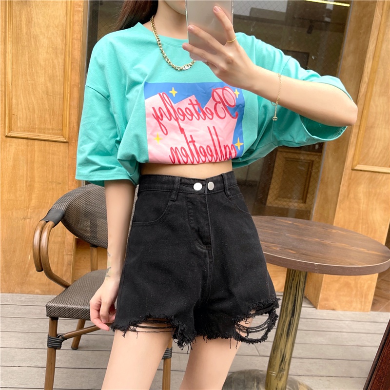 Quần short jean rách IELGY thiết kế cá tính cho nữ