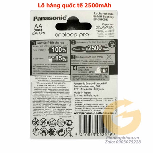 Pin sạc AA Panasonic Eneloop pro đen 1.2V  sạc đầy 1.5v dung lượng 2500mah còn được gọi là pin tiểu, cho đồ chơi