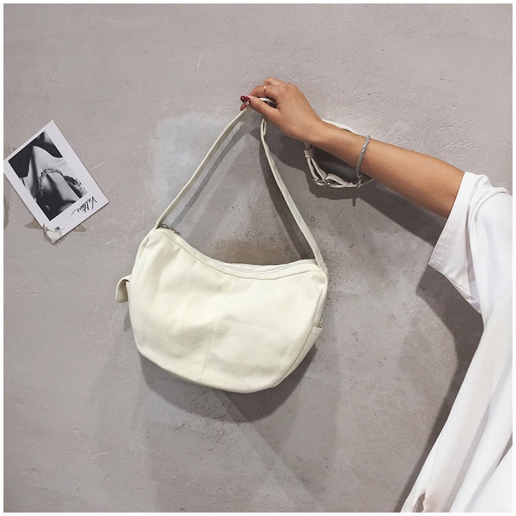 Túi tote hộp bên sẵn kho đen trắng - Túi tote đep chéo unisex vải canvas nhiều ngăn đựng sách vở cực ngầu T18