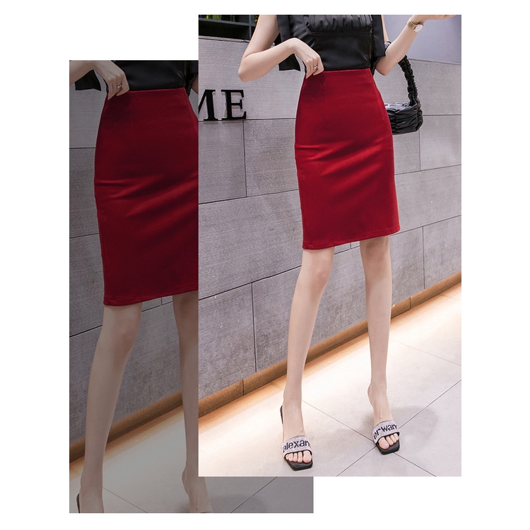 Chân Váy Công Sở Bút Chì Dài Tới Gối Màu Đỏ CHIPY From Ôm Lưng Thun Cạp Cao Cá Tính Kiểu Vintage, Ulzzang Đẹp MCV222 | BigBuy360 - bigbuy360.vn