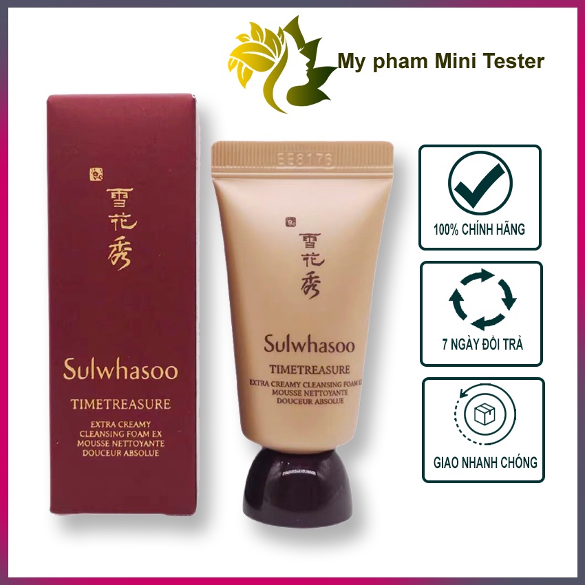 Sữa rửa mặt cao cấp chiết xuất thông đỏ Sulwhasoo Time Treasure Foam 15ml giúp dưỡng ẩm và làm sạch da