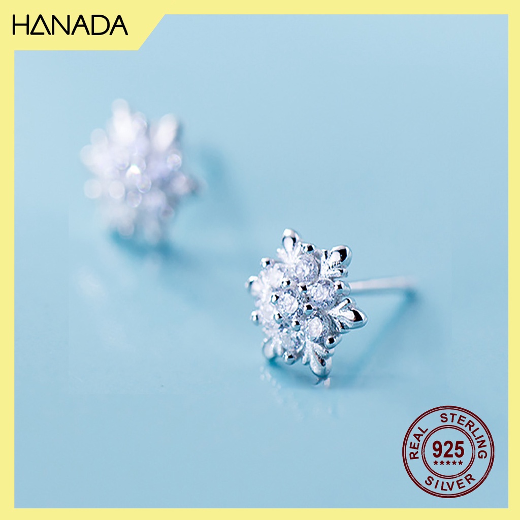 Bông Tai Bạc 925 Hanada Hoa Tuyết 0492