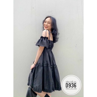 (60-90KG) MINSTORE Bigsize Đầm trễ vai D936