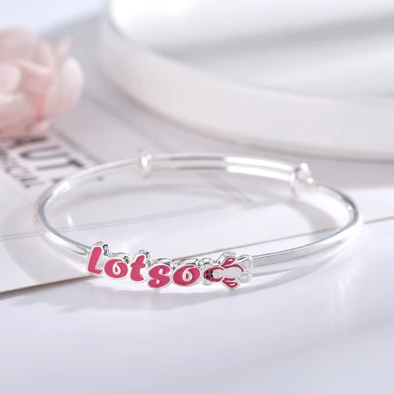Vòng Tay Bạc Sterling Họa Tiết Gấu Dâu Hoạt Hình Đơn Giản Cho Nữ