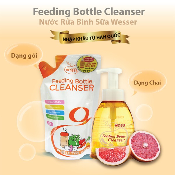 [CHÍNH HÃNG] Nước rửa bình sữa Wesser chai/gói 500ml