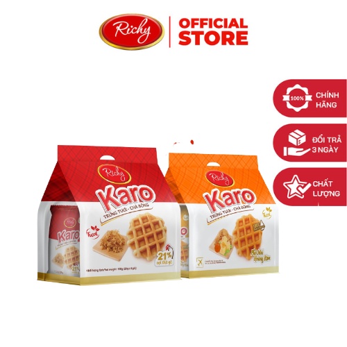 Combo Richy KARO vị Hoàng Kim và Chà Bông 10 bịch (60 chiếc)