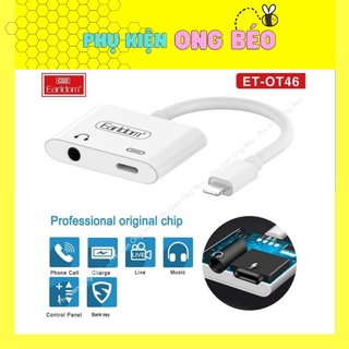 Jack chuyển đổi + giắc chia cổng ip 7/8/X/11 thành cổng sạc và cổng tai nghe tròn Earldom OT46 - phukien_ongbeo