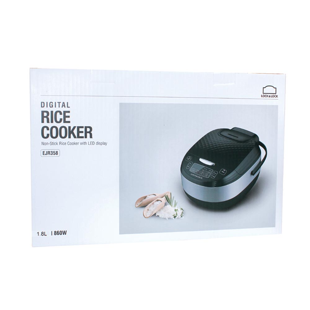 [Bảo Hành 12 tháng] Nồi Cơm Điện Tử Lock&amp;Lock Digital Rice Cooker EJR358  1.8L, 220V, 50/60Hz, 860W - Màu đen