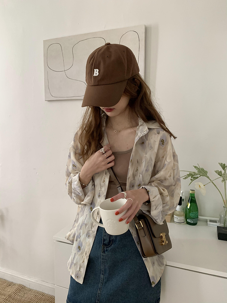 Áo sơ mi form rộng in họa tiết hoa phong cách Hàn Quốc dành cho nữ