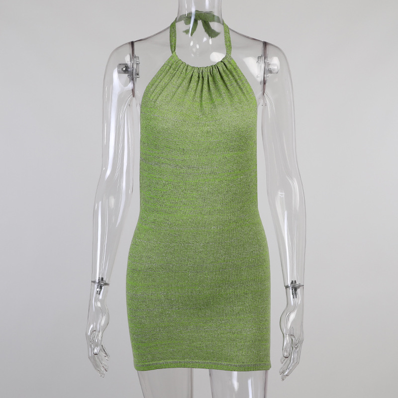 DUNEA Đầm hai dây dệt kim màu trơn thời trang cho nữ