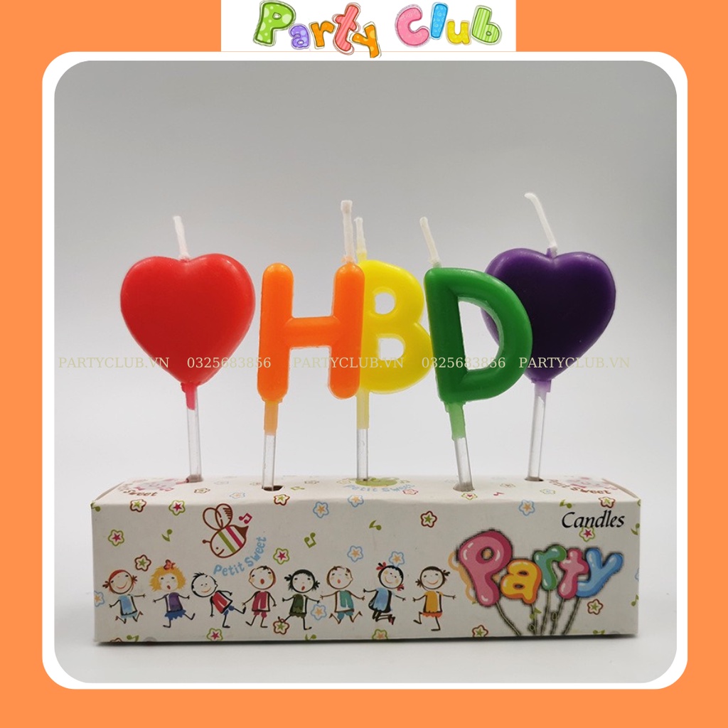 Nến trang trí bánh kem sinh nhật chữ HBD - Happy Birth Day