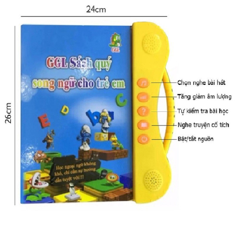 sách nói điện tử song ngữ giúp trẻ học tốt tiếng anh kèm bảng viết 8.5 in cho bé