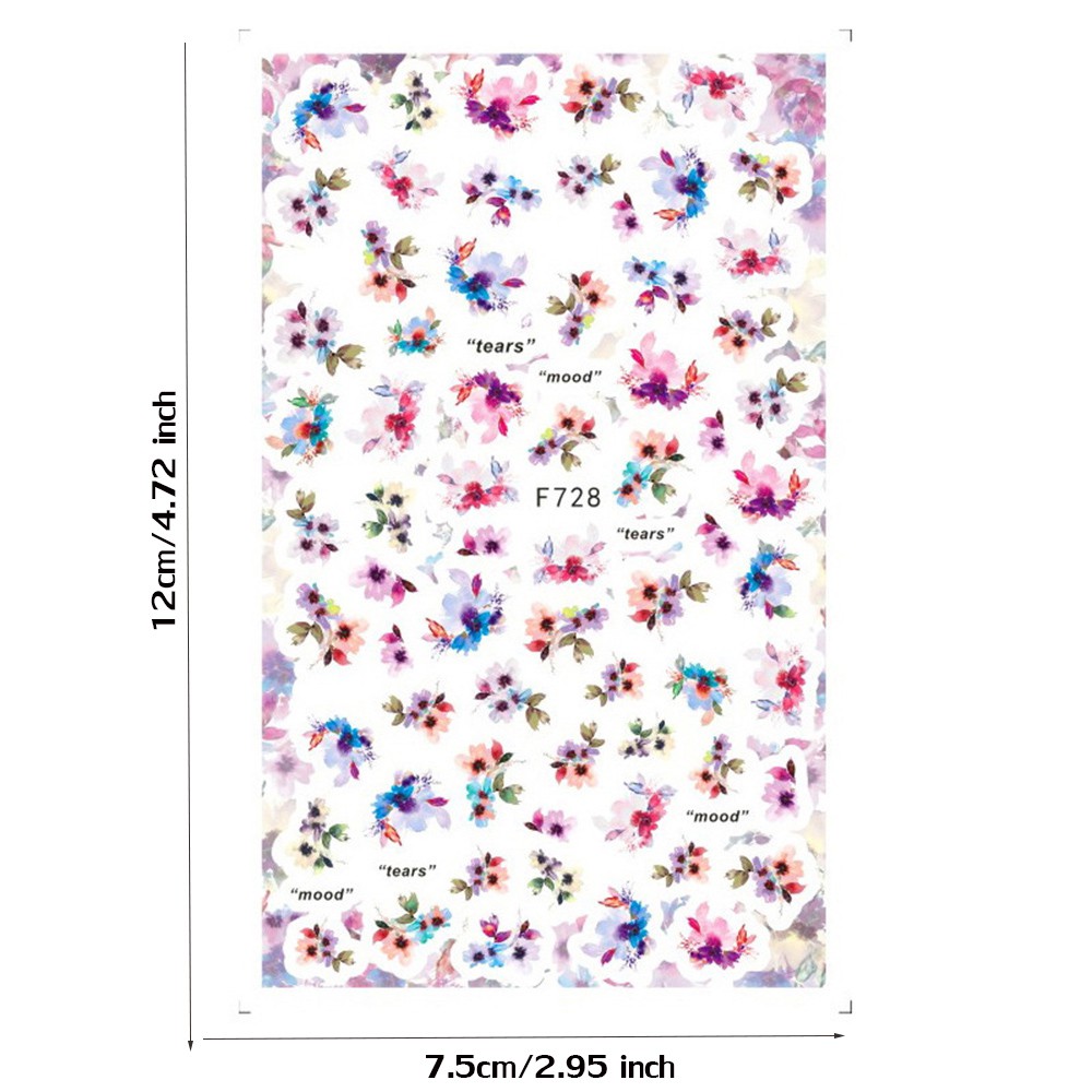 [Hàng mới về] Miếng dán trang trí móng tay họa tiết hoa lá và chữ cái phong cách 3d thủ công độc đáo