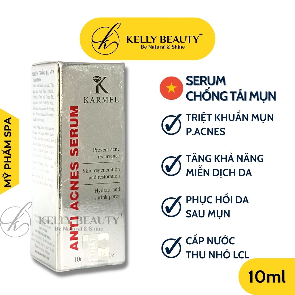 Serum Chống Tái Mụn AntiAcnes KARMEL 10ml – Ngừa Mụn, Tăng Miễn Dịch Da, Phục Hồi, Tái Tạo &amp; Thu Nhỏ LCL | Kelly Beauty