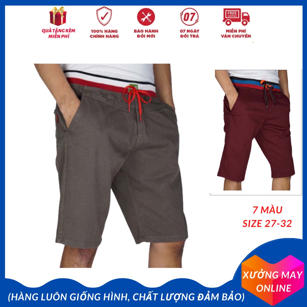 Quần sọt nam kaki không co dãn có nhiều màu trẻ trung, quần đùi size từ 27 đến 32-XM036