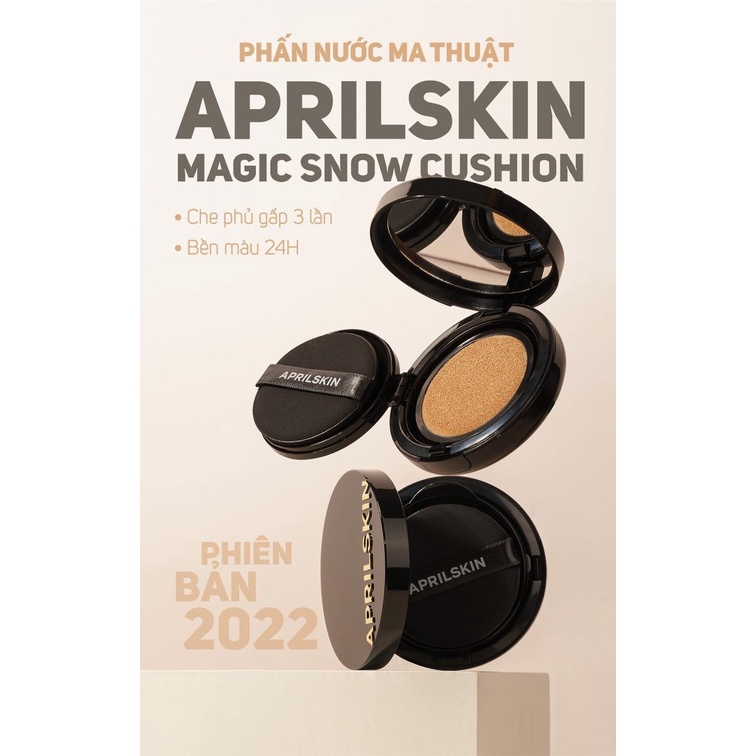 PHẤN NƯỚC MA THUẬT APRIL SKIN BLACK MAGIC SNOW CUSHION  15g