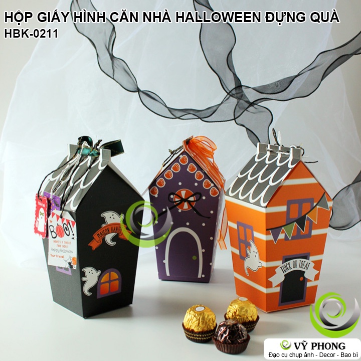 HỘP GIẤY ĐỰNG BÁNH KẸO HÌNH NGÔI NHÀ HALLOWEEN HỘP ĐỰNG QUÀ TẶNG LỄ MA QUỶ TRICK OR TREAT BOO HBK-0211