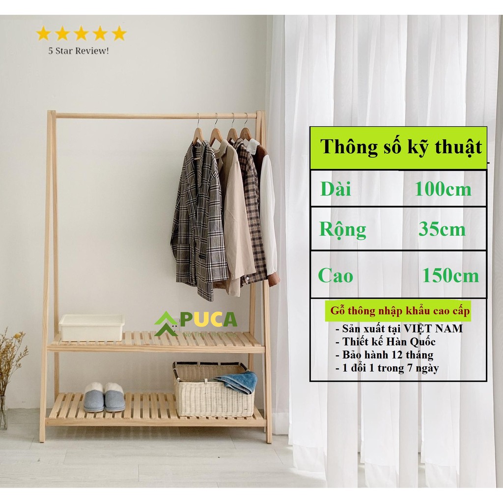 [𝗖𝗼̛̃ 𝗟𝗼̛́𝗻] Kệ treo đồ chữ A 2 tầng (dài 100cm) gỗ thông Newzealand cao cấp, giá quần áo decor  PUCA kiểu Hàn Cao Cấp | BigBuy360 - bigbuy360.vn