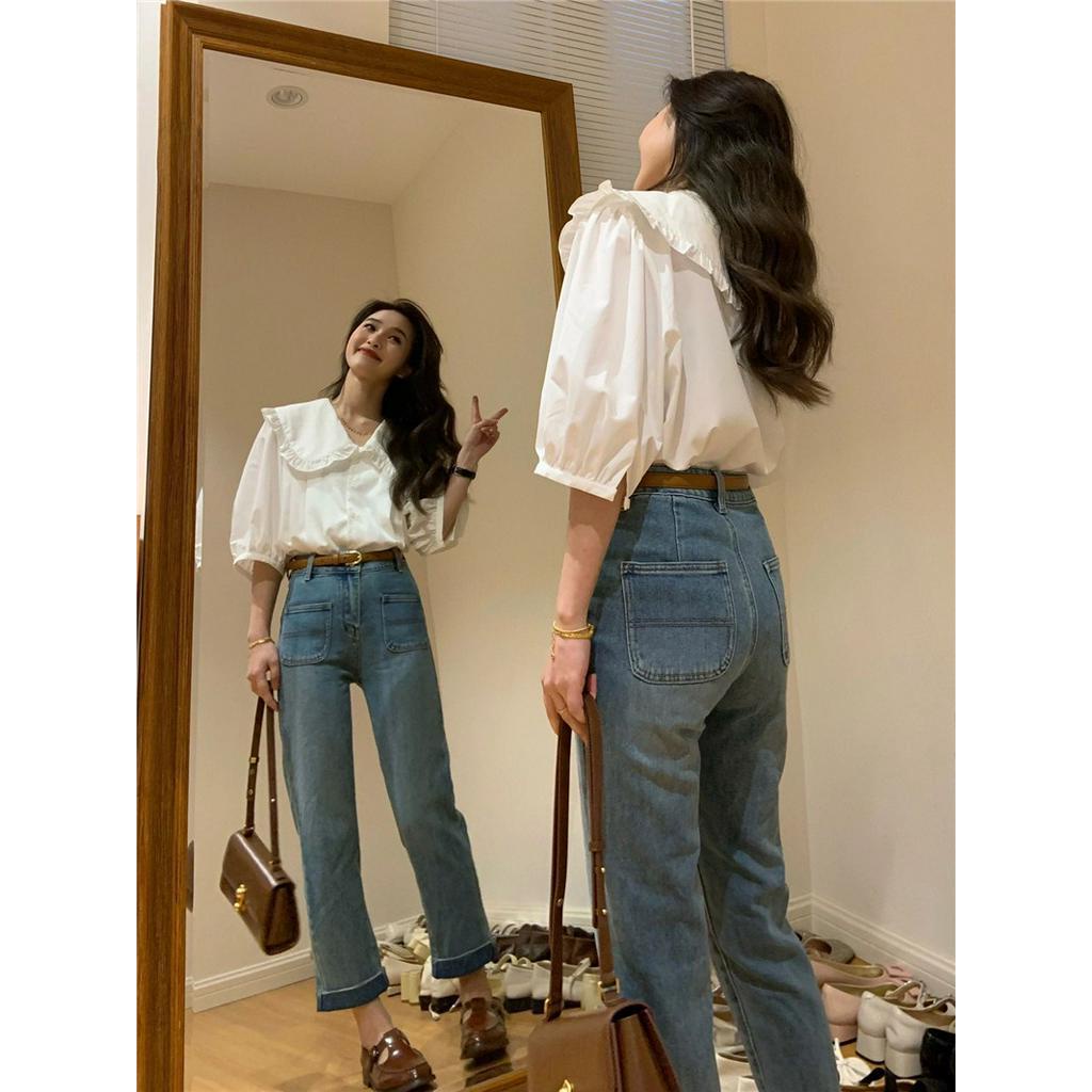 Áo Sơ Mi Trắng Cổ Bèo Ngắn Tay Thời Trang Sành Điệu 63393