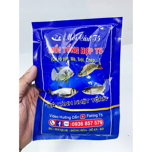 MỒI CÁM CÂU CÁ TỔNG HỢP T5 (RÔ PHI, MÈ, TRÔI, CHÉP) 200G