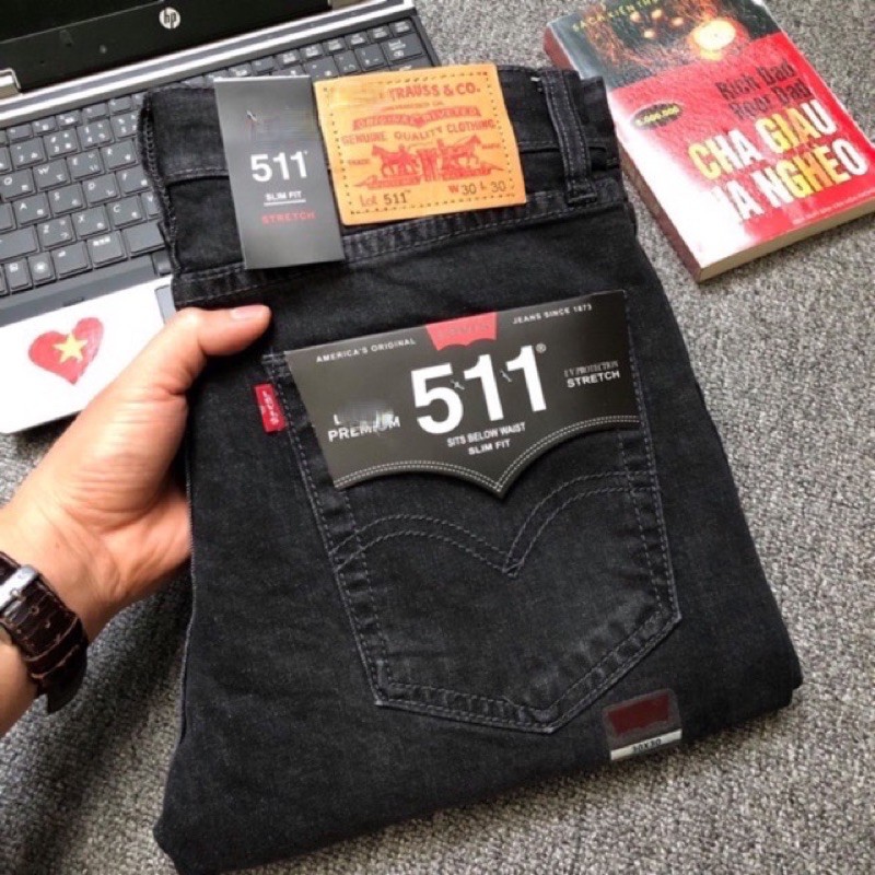 [SALE 33%]-Quần jeans nam VNXk LE.VIS|Quần bò nam đen xám - vải cao cấp co giãn - ống đứng