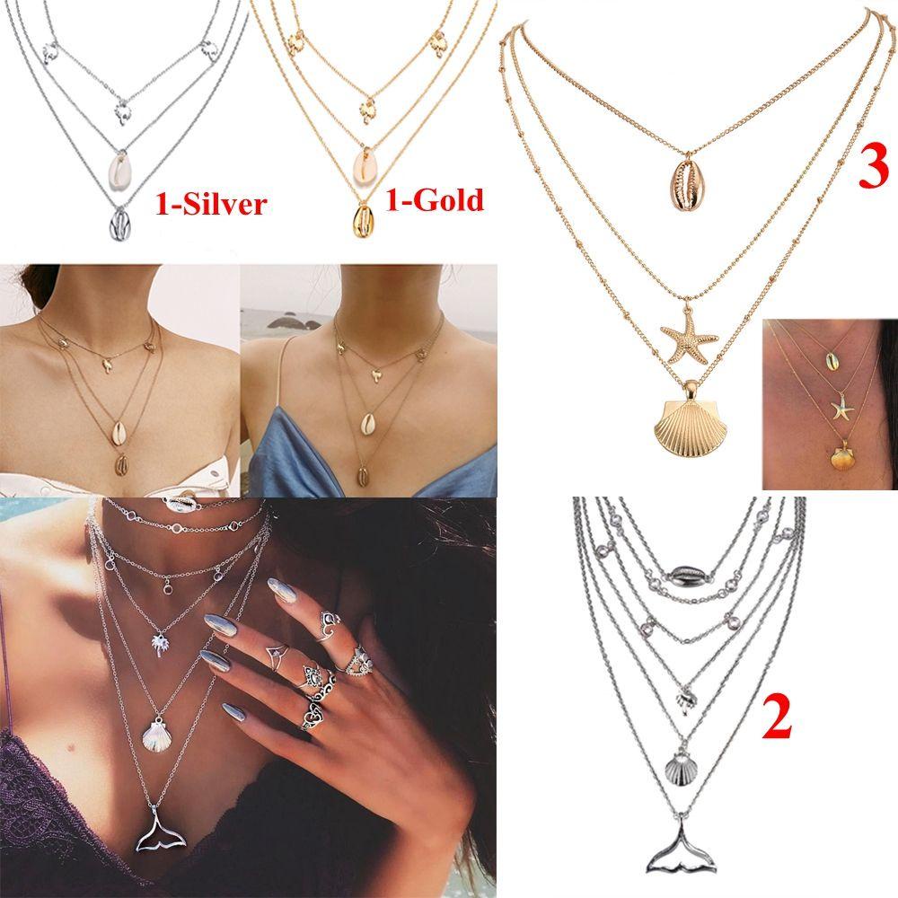 Vòng cổ Nhiều Lớp Vỏ Sò Thời Trang|Trang Sức Đi Biển