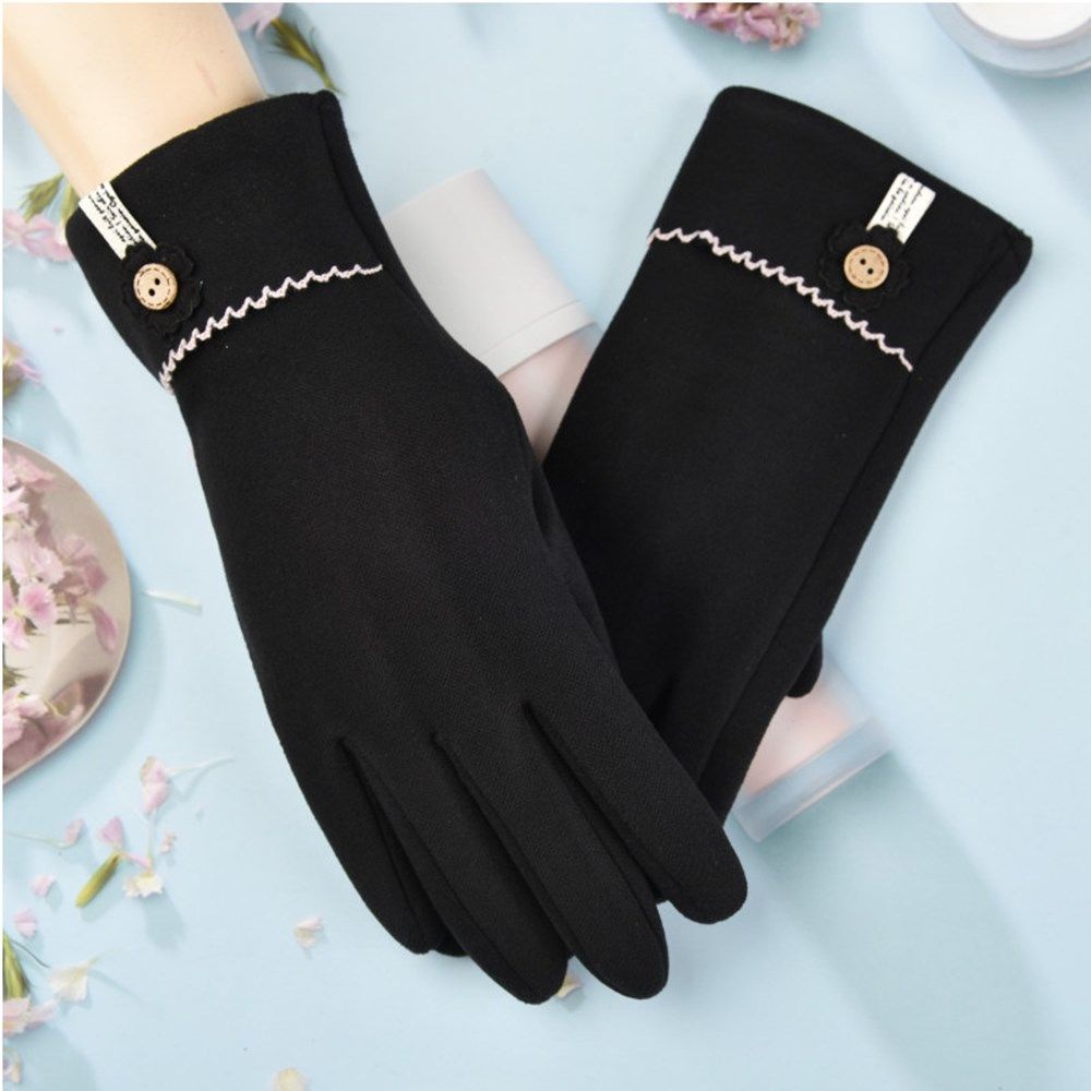 Găng tay lái xe bằng lông thỏ dày dặn ấm áp chống gió chạm được màn hình cảm ứng thời trang mùa đông cho nữ