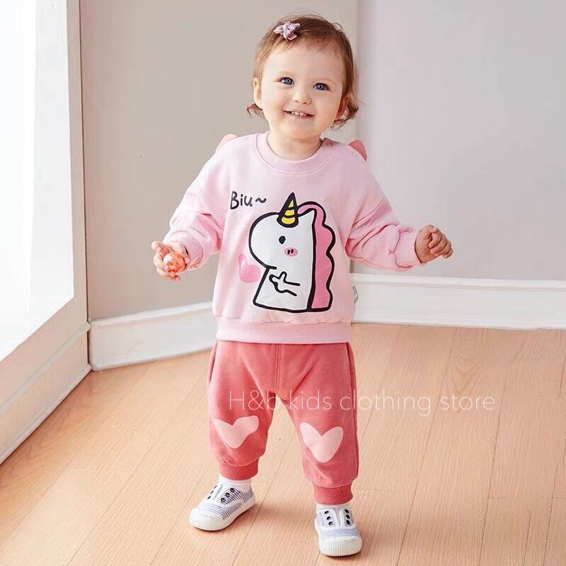 Bộ Đồ Nỉ Da Cá Thu Đông Hoạ Tiết Khủng Long, Hươu, Ngựa Cho Bé Trai, Bé Gái - 3 màu