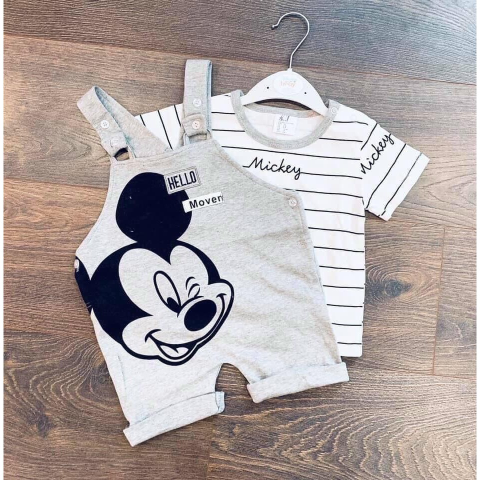 Sét Yếm Mickey Ghi Phối Kẻ