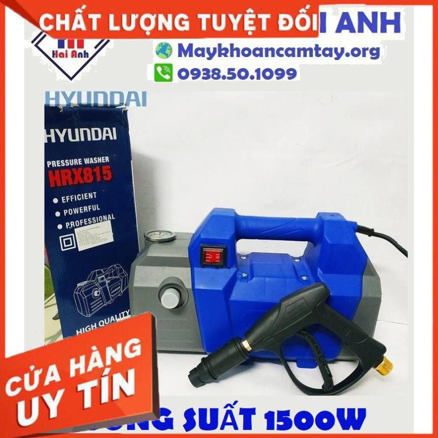 Máy xịt rửa xe mini áp lực cao Hyundai HRX815 chính hãng - Tự hút phun nước vệ sinh xe máy, ô tô. BH 6 tháng