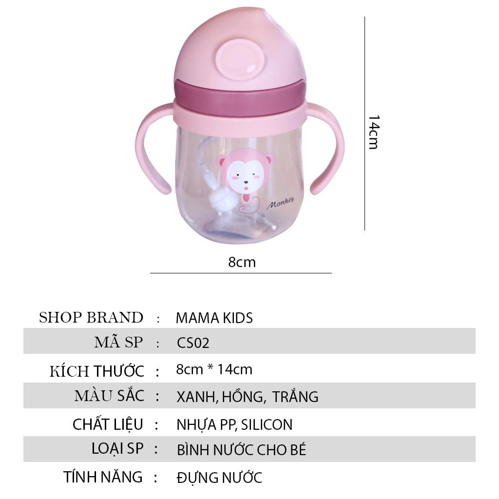 Bình tập hút nước cho bé có van chống sặc nắp trượt CS02