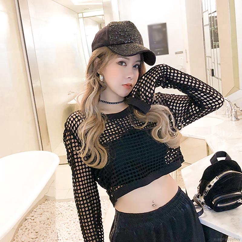 Áo thun lưới dài tay thời trang nữ