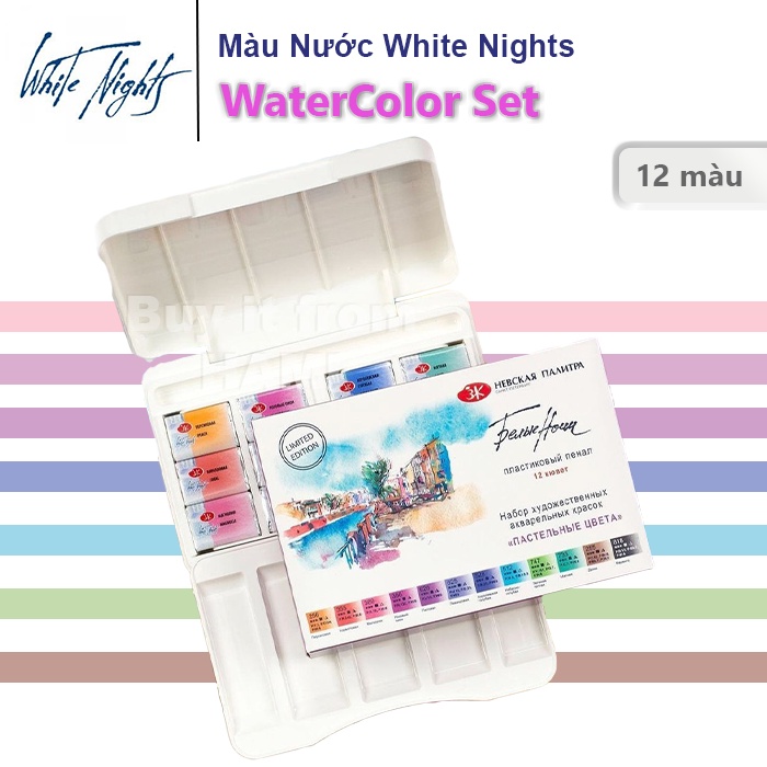 Màu nước White Nights phiên bản giới hạng PASTEL COLOURS Bộ 12 màu