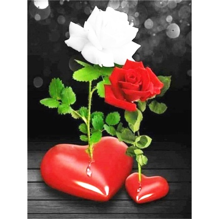 Bộ Tranh Đính Đá Họa Tiết Hoa Hồng Đỏ Độc Đáo Diy Dùng Trang Trí