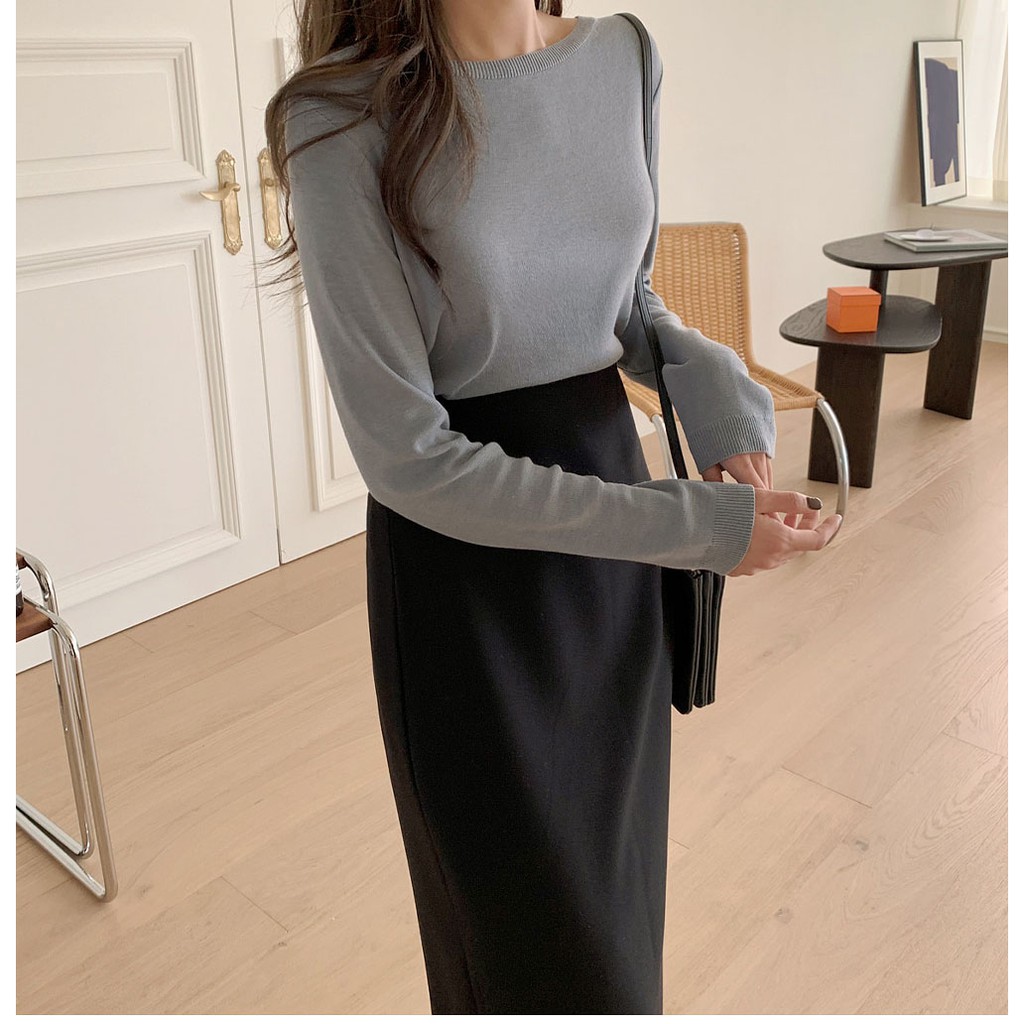 Chân váy chữ a vải mỏng lưng cao màu trơn thiết kế lệch tà | BigBuy360 - bigbuy360.vn