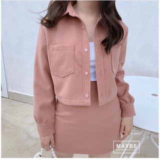 (HÀNG CÓ SẴN)SET KHOÁC CROP + CHÂN VÁY FORM A 💋
