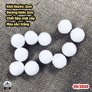[PHỦ TUYẾT] Mút xốp bi tròn phủ tuyết 2cm 3cm 4cm phụ kiện trang trí Noel,...