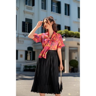 Chân váy midi dập ly -hbz352