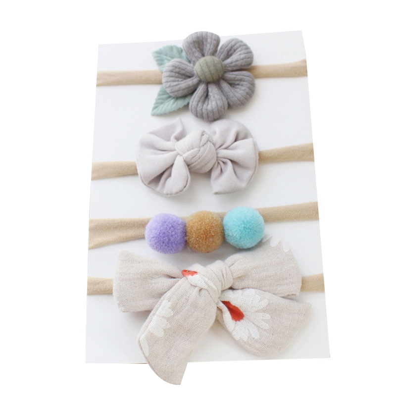 Set 4 Băng Đô Nơ Cài Đầu Thủ Công Unisex Cho Bé Sơ Sinh