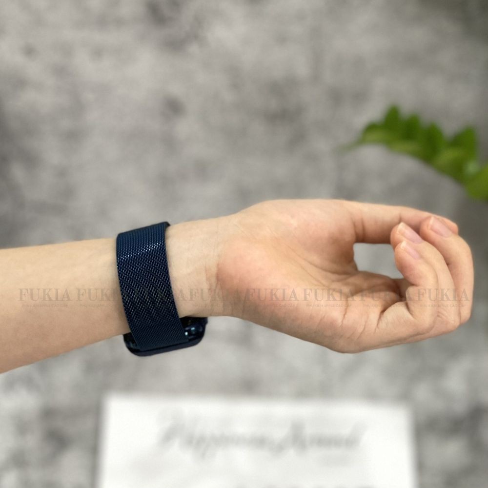 Dây thép milan xanh navy và ốp liền kính cường lực dành cho Apple Watch Series 1/2/3/4/5/6/SE size 38/40/42/44mm