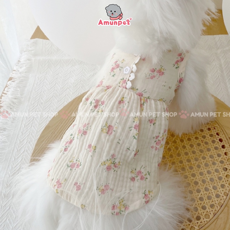 Áo Mùa Hè Cho Chó Mèo Hoạ Tiết Hoa Nhí Chất Thô Mát Thời Trang Thú Cưng Giá Rẻ Amun Pet