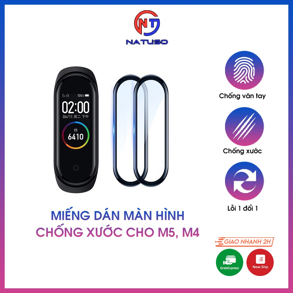 Miếng dán màn hình chống xước cho miband 5, mi band 4 3D full màn đồng hồ