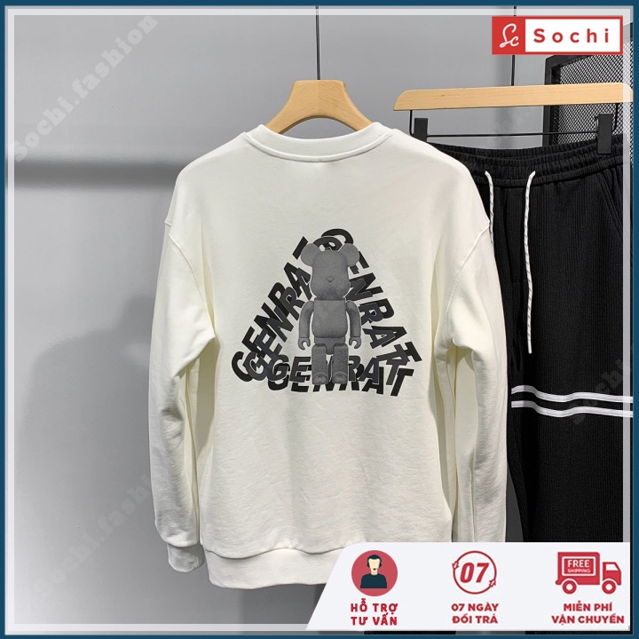 Áo nỉ dài tay nam, áo sweater giữ nhiệt rẻ đẹp, thời trang in GENRAT mã S.W801