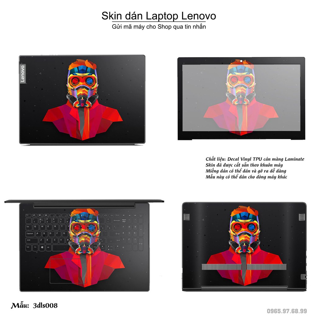 Skin dán Laptop Lenovo in hình 3D Abstract (inbox mã máy cho Shop)