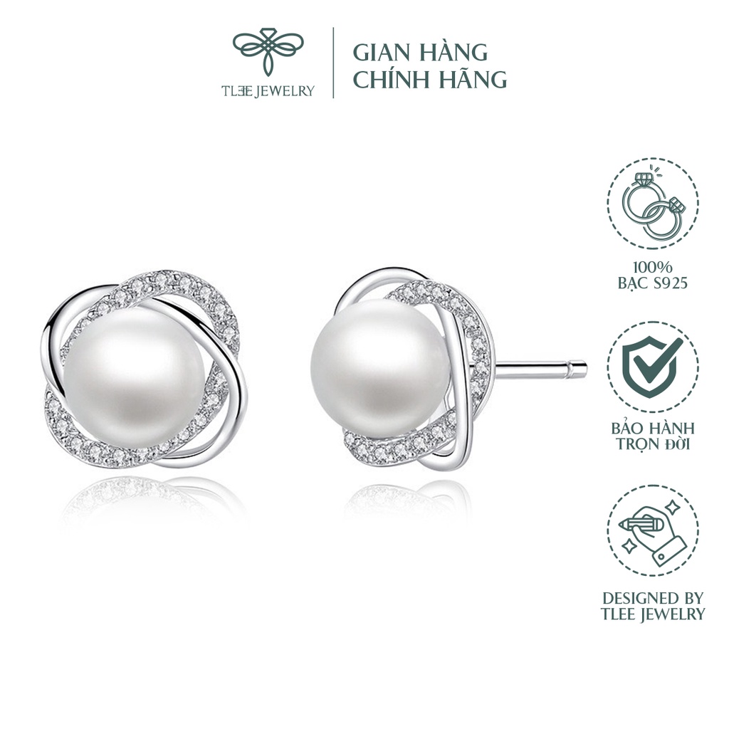 Khuyên tai bạc nữ TLEE hoa xoắn đính lấp lánh bạc cao cấp NCJ B0154