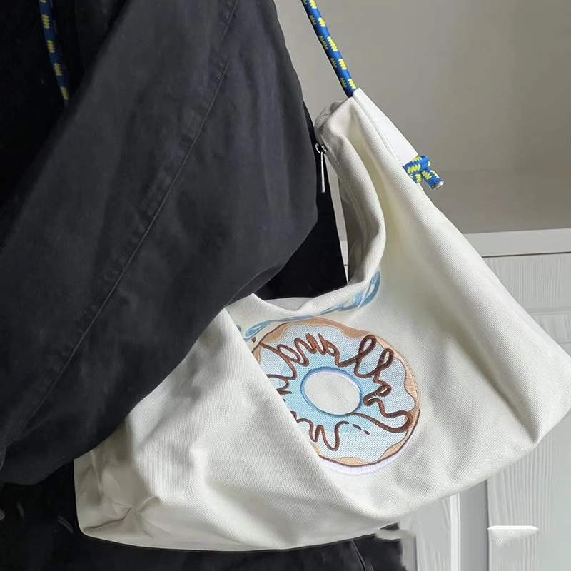 Túi Đeo Vai Bằng Vải canvas Sức Chứa Lớn Thân Thiện Với Môi Trường Phong Cách Nhật Bản Cho Nữ