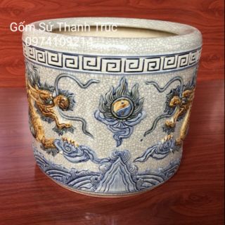 Đồ thờ bát hương men rạn cổ đắp rồng nổi