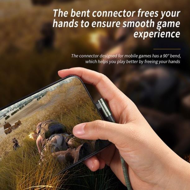 Cáp sạc chơi game mobile iPHONE/ iPad chữ L dây dù, sạc nhanh 2,4A. Baseus Camouflage Mobile Game Cable.