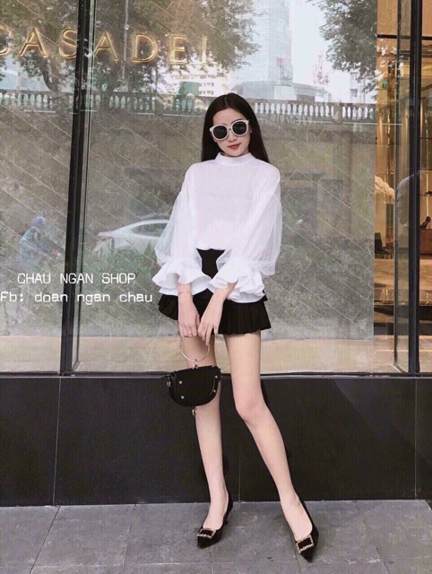 ÁO KIỂU VOAN TAY BÈO MS12387